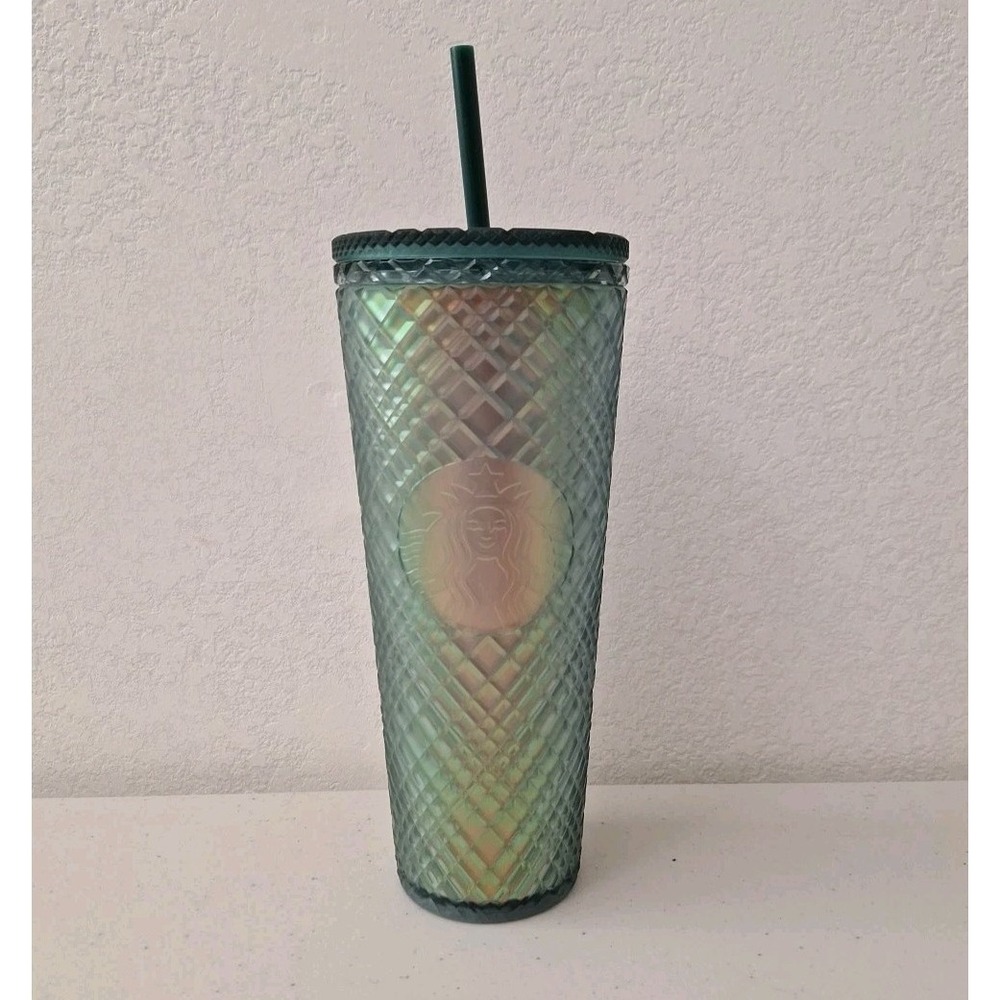 Starbucks 2021 Holiday Emerald Dark Green Jeweled Tumbler Cold Cup 24 oz Venti